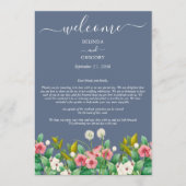 Wilde bloem Periwinkle Dusty Blue Wedding Itinerar Programmakaart (Voorkant)