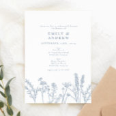 Wilde bloem Periwinkle Rehearsal Dinner Kaart