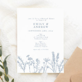 Wilde bloem Periwinkle Rehearsal Dinner Kaart