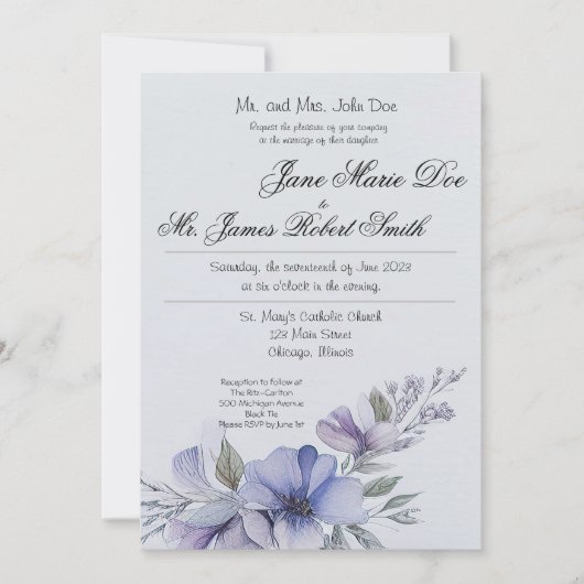 Wilde bloem Periwinkle Weddenschap Kaart (Voorkant)