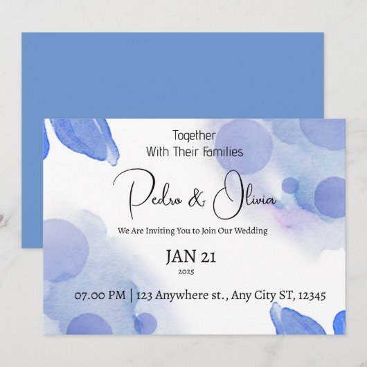 Wilde bloem Periwinkle Weddenschap Save The Date (Voorkant / Achterkant)