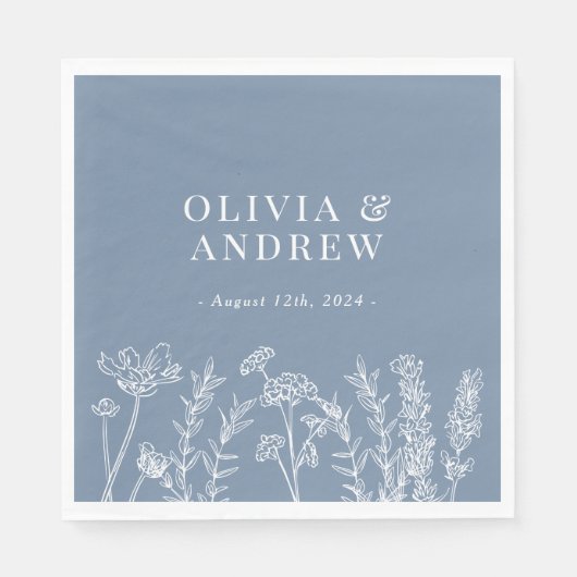 Wilde bloem Periwinkle Wedding Napkins Servet (Voorkant)