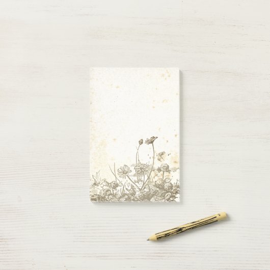  "Wilde bloem"-perkamentnota's Post-it® Notes (Op bureau)