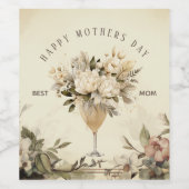  wilde bloem personaliseer Moederdag Wijn Etiket (Enkel label)