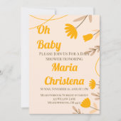 Wilde Bloem Perzik Baby Shower Uitnodiging (Voorkant)