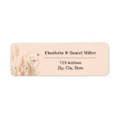 Wilde bloem perzik roze retouradres etiket (Voorkant)