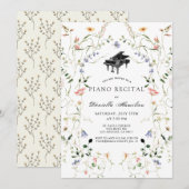Wilde Bloem Piano Witte Recital Uitnodiging (Voorkant / Achterkant)