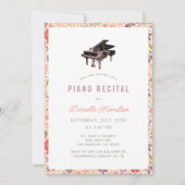 Wilde Bloem Piano Witte Recital Uitnodiging (Voorkant)