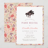 Wilde Bloem Piano Witte Recital Uitnodiging (Voorkant / Achterkant)