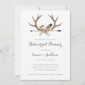 Wilde-bloem-Pijl en Antlers Rehearsal Dinner Kaart (Voorkant)