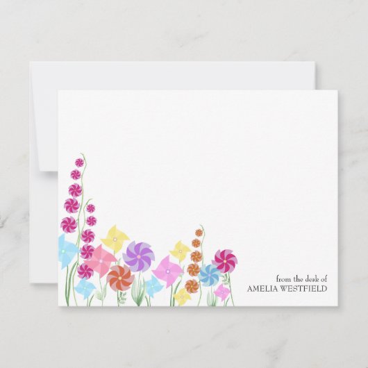 Wilde bloem Pinwheels  gestormde wilde bloem Notitiekaartje (Voorkant)