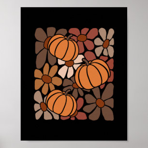 Wilde bloem Pompoen Seizoen Herfst Herfst Bladeren Poster