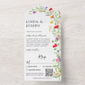 Wilde bloem QR-code alle in één uitnodiging (Binnen)