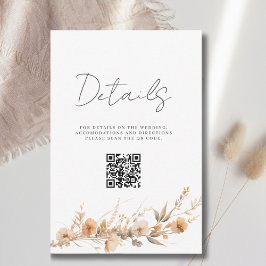 Wilde bloem QR-code Huwelijksdetail Insteekkaart