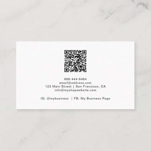 Wilde bloem QR Code Spring Floral Black Visitekaartje (Achterkant)