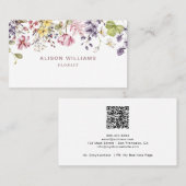 Wilde bloem QR-code Trendy Florist Visitekaartje (Voorkant / Achterkant)