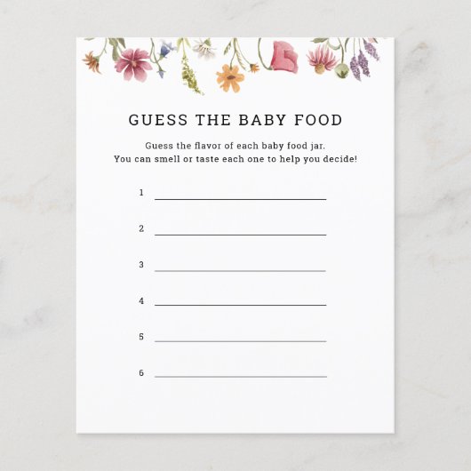 Wilde bloem raadt de Baby-spelkaarten (Voorkant)