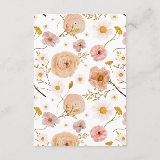 Wilde bloem Raffle Ticket , Bohemian Shower Informatiekaartje (Achterkant)