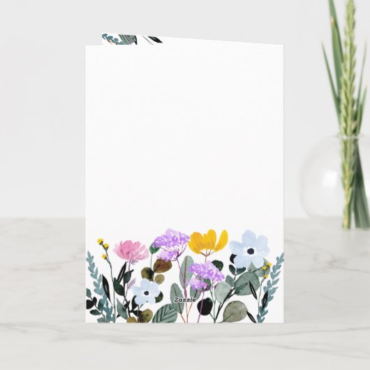 Wilde bloem Rand Bloomend Marvelous Birthday Kaart (Achterkant)