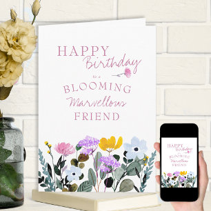 Wilde bloem Rand Bloomend Marvelous Birthday Kaart