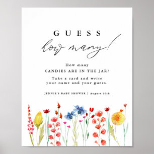 Wilde bloem Rand raad hoeveel spel Vertoning Poster