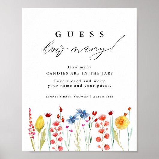 Wilde bloem Rand raad hoeveel spel Vertoning Poster (Voorkant)