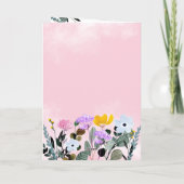 Wilde bloem Rand Roze Waterverf Birthday Kaart (Achterkant)