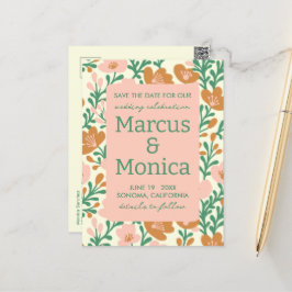 Wilde bloem ranken roze groen op maat gemaakt Save Briefkaart