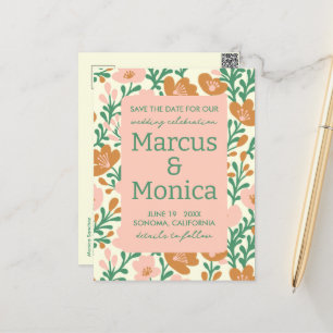 Wilde bloem ranken roze groen op maat gemaakt Save Briefkaart