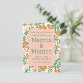 Wilde bloem ranken roze groen op maat gemaakt Save Briefkaart (Staand voorkant)