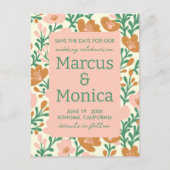 Wilde bloem ranken roze groen op maat gemaakt Save Briefkaart (Voorkant)