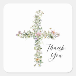 Wilde bloem Religieus Hartelijk dank Vierkante Sticker