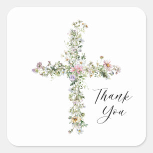 Wilde bloem Religieus Hartelijk dank Vierkante Sticker