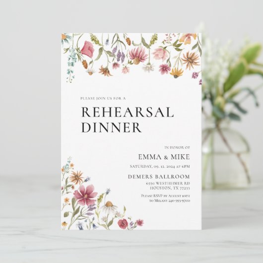 Wilde bloem repetitie binnenuitnodiging kaart (Staand voorkant)