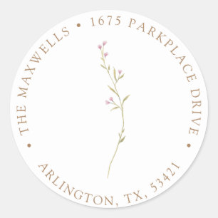 Wilde bloem   Retouradreslabels Ronde Sticker