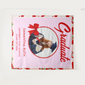 Wilde Bloem Rode Gingham Strik Foto Grad Achtergro Wandkleed (Voorkant (horizontaal))