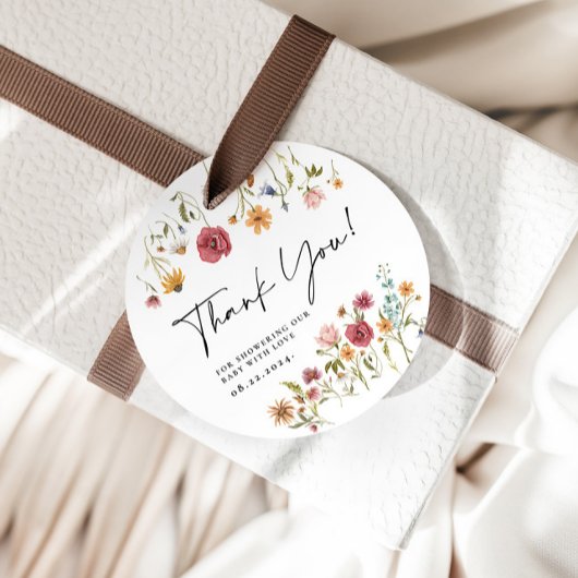 Wilde bloem Ronde bloemzakken Bedankjes Labels