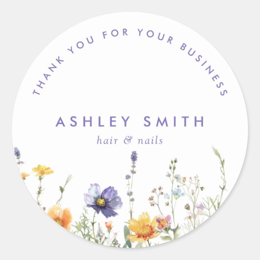 Wilde bloem ronde sticker (Voorkant)