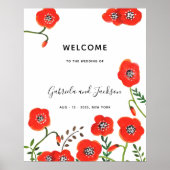 Wilde Bloem Rood Klaprozen Moderne Bloem Bruiloft Poster (Voorkant)