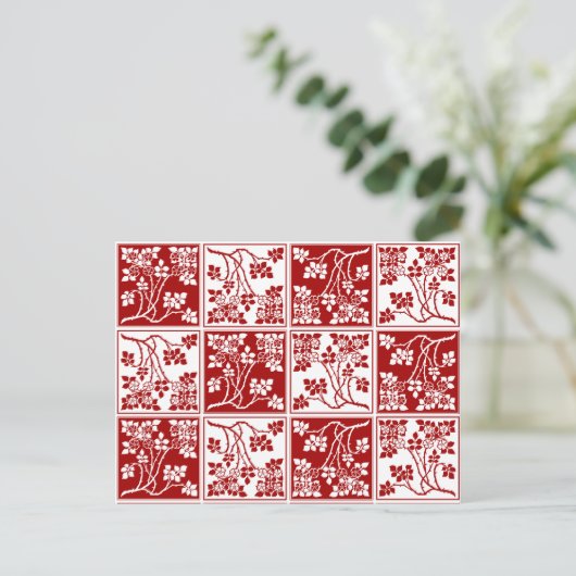 Wilde bloem Rood Witte besmeurde flora gecontrole Briefkaart (Staand voorkant)