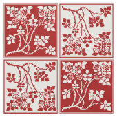 Wilde bloem Rood Witte besmeurde flora gecontrole Stof (Swatch)