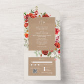 Wilde bloem Roodbloemen RSVP QR All In One Uitnodiging (Binnen)