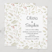 Wilde bloem - roomgevoelig bloemig Rustic Wedding Kaart (Voorkant / Achterkant)