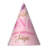 wilde bloem roze 1e verjaardag feesthoedjes (Voorkant)