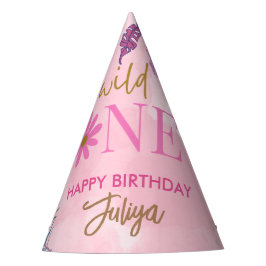 wilde bloem roze 1e verjaardag feesthoedjes