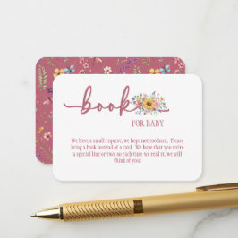 Wilde bloem Roze Baby Shower Boek voor Baby Kaart