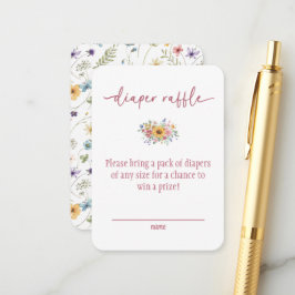 Wilde Bloem Roze Baby Shower Luier Raffle Kaart