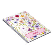 Wilde Bloem Roze Blauw Lente Bloem Ontwerp Dagboek Notitieboek (Rechterzijde)