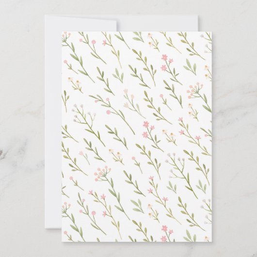 Wilde bloem - Roze bloem - Foto Baby Kaart (Achterkant)