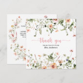 Wilde Bloem Roze Bruidsdouche Dankkaart Bedankkaart (Voorkant / Achterkant)